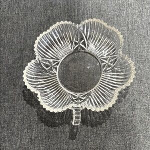 Clear Glass Flower-Shaped Dish